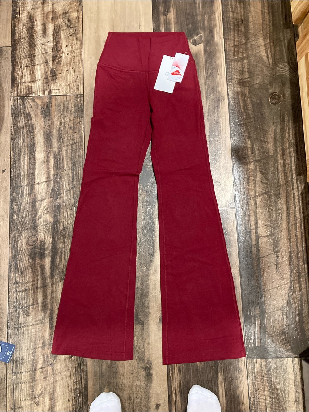 High-Waist Flare Leggings in Deep Burgundy